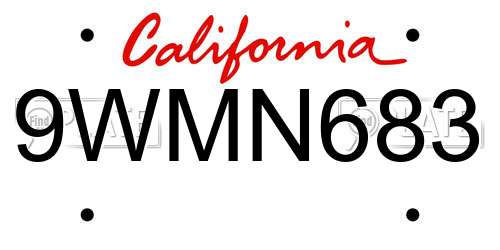 9WMN683 California License Plate