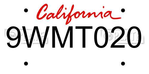 9WMT020 California License Plate