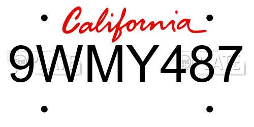 9WMY487 California License Plate