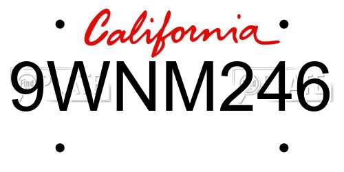 9WNM246 California License Plate