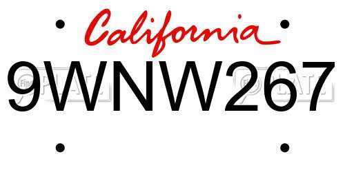 9WNW267 California License Plate