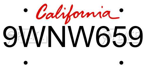 9WNW659 California License Plate