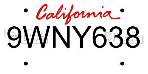 9WNY638 California License Plate