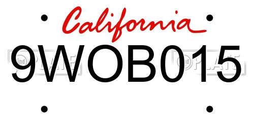 9WOB015 California License Plate