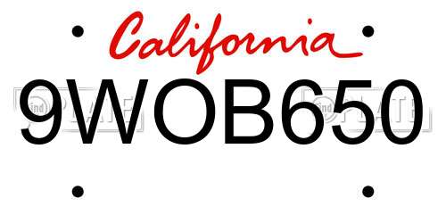 9WOB650 California License Plate