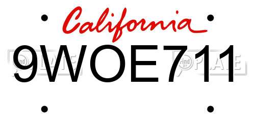9WOE711 California License Plate