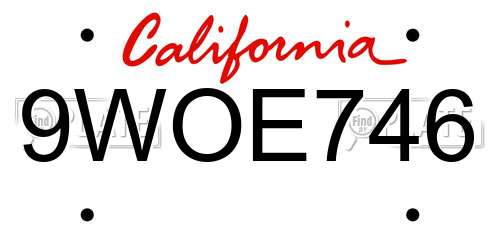 9WOE746 California License Plate