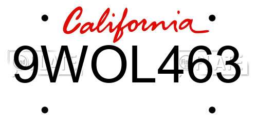 9WOL463 California License Plate
