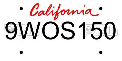 9WOS150 California License Plate