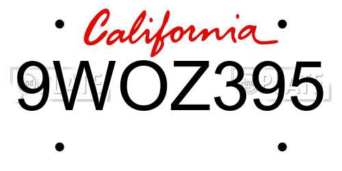 9WOZ395 California License Plate