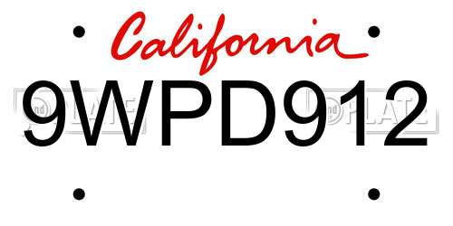 9WPD912 California License Plate