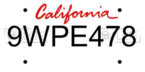 9WPE478 California License Plate