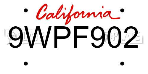 9WPF902 California License Plate