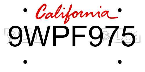 9WPF975 California License Plate