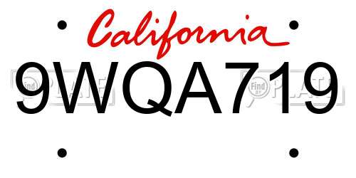 9WQA719 California License Plate
