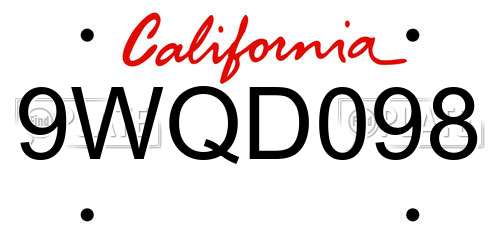 9WQD098 California License Plate