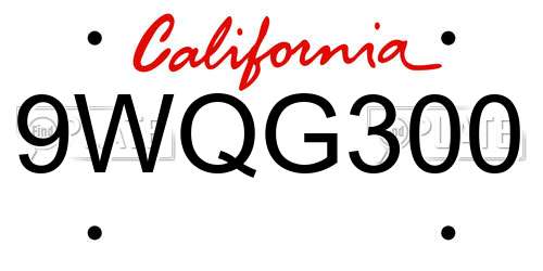 9WQG300 California License Plate