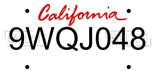 9WQJ048 California License Plate