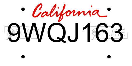 9WQJ163 California License Plate