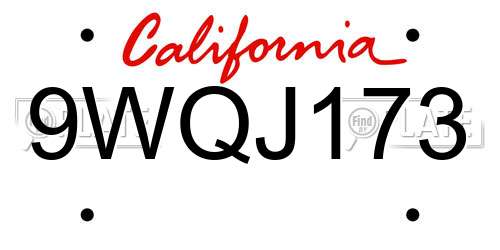 9WQJ173 California License Plate