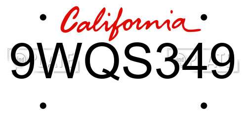 9WQS349 California License Plate