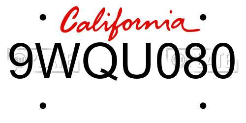 9WQU080 California License Plate
