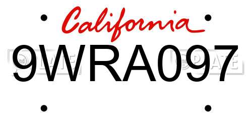 9WRA097 California License Plate