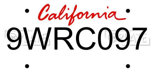 9WRC097 California License Plate