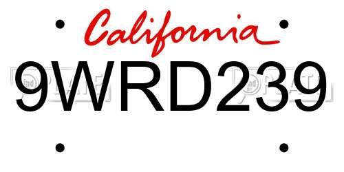 9WRD239 California License Plate