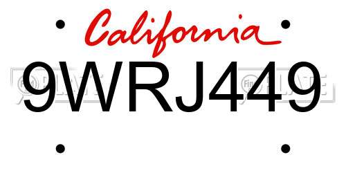 9WRJ449 California License Plate