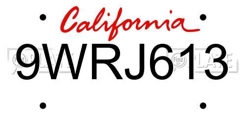 9WRJ613 California License Plate