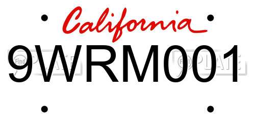 9WRM001 California License Plate