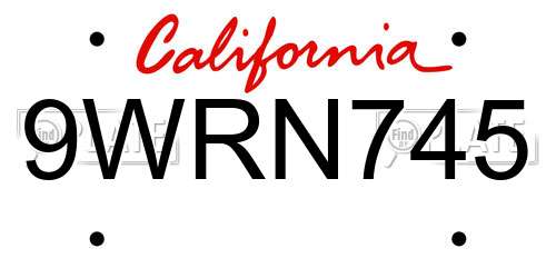 9WRN745 California License Plate