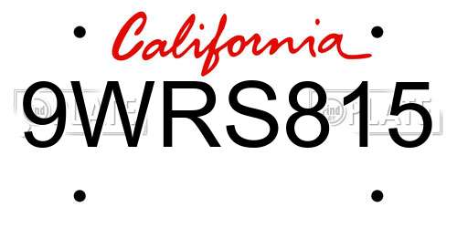 9WRS815 California License Plate