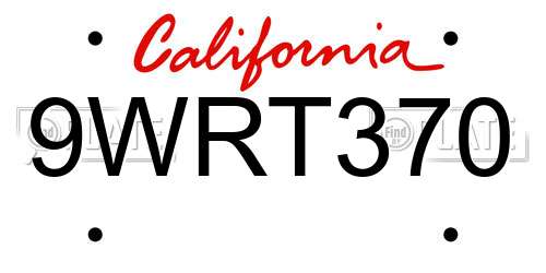 9WRT370 California License Plate