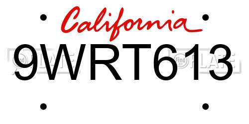 9WRT613 California License Plate