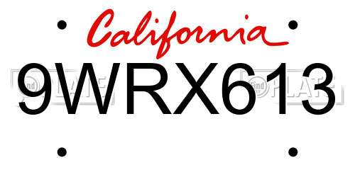 9WRX613 California License Plate