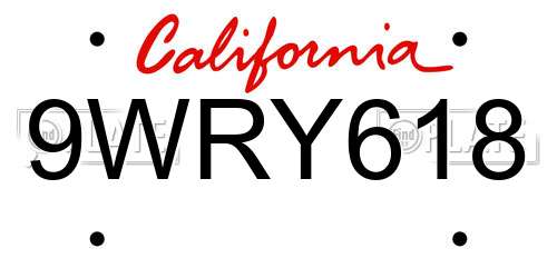 9WRY618 California License Plate