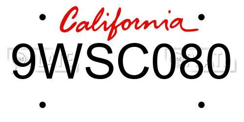 9WSC080 California License Plate