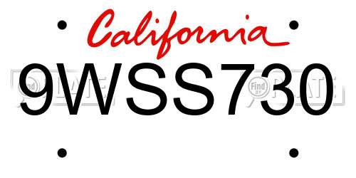 9WSS730 California License Plate