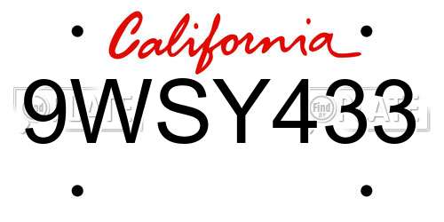 9WSY433 California License Plate