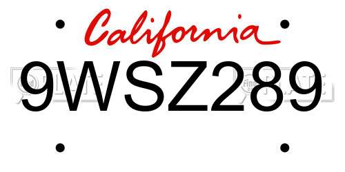 9WSZ289 California License Plate