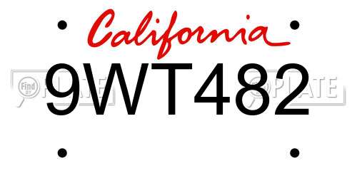 9WT482 California License Plate