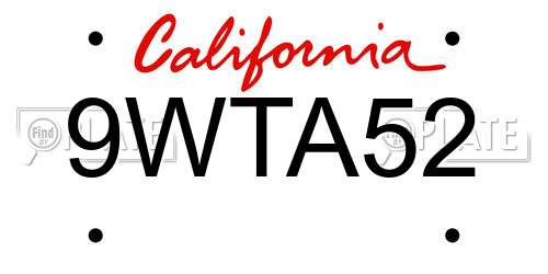 9WTA52 California License Plate