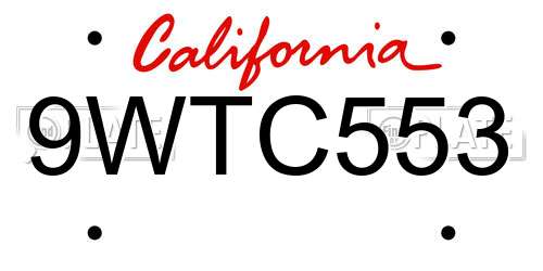 9WTC553 California License Plate