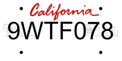 9WTF078 California License Plate