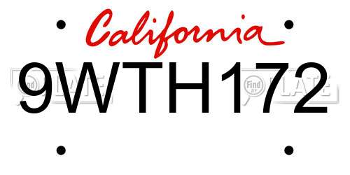 9WTH172 California License Plate