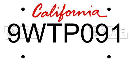 9WTP091 California License Plate