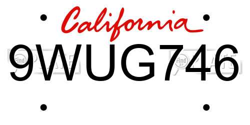 9WUG746 California License Plate