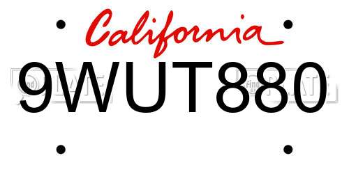 9WUT880 California License Plate